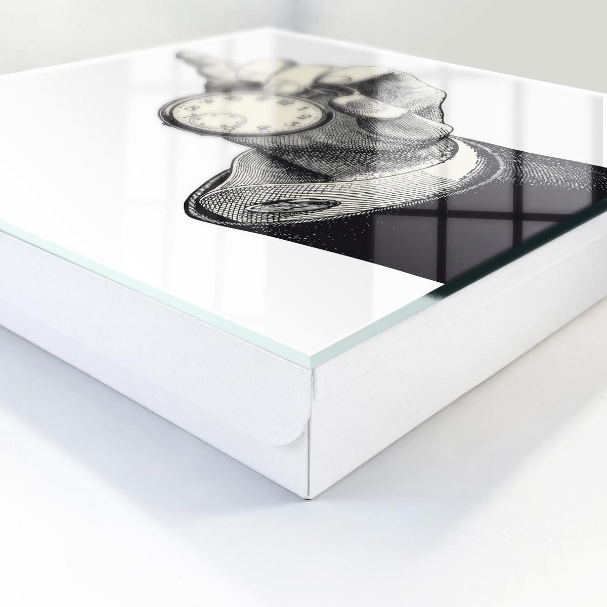 SCHLÜSSELBOX Weiß 30x30 cm – Türöffnung nach rechts - Taschenuhr - Weiß, Metall (30/30/5cm) - TULUP