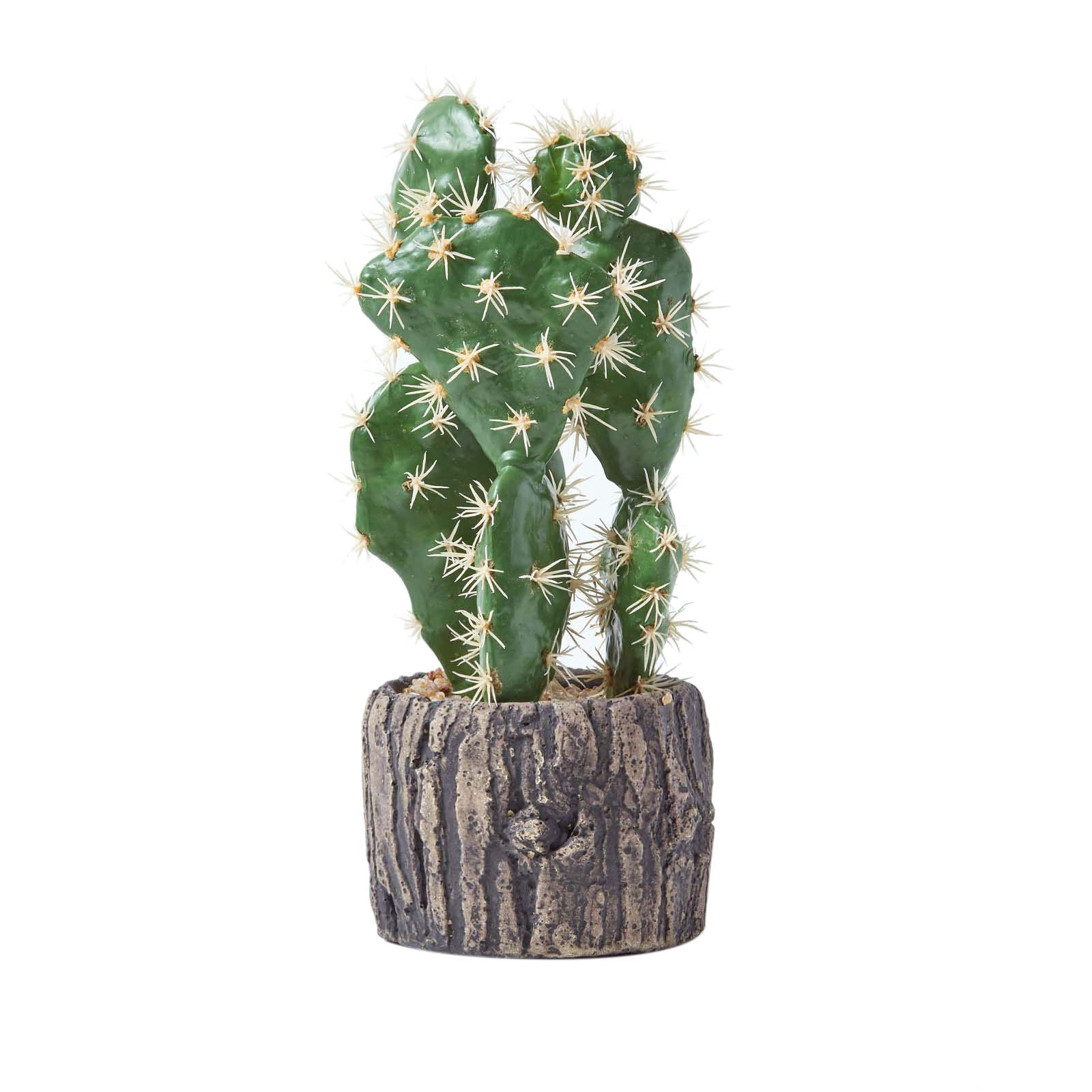 KUNSTPFLANZE Kaktus im Holzoptik-Topf, 26 cm - Grün, Kunststoff (26cm) - Homescapes