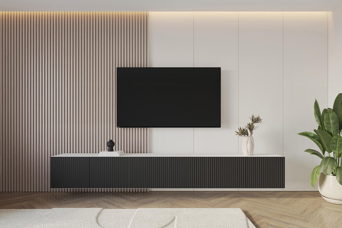 LOWBOARD NOA-2-W 3x100x40x41 cm - Weiß / Schwarz - Schwarz, Holzwerkstoff (300/40/41cm) - ALTDECOR