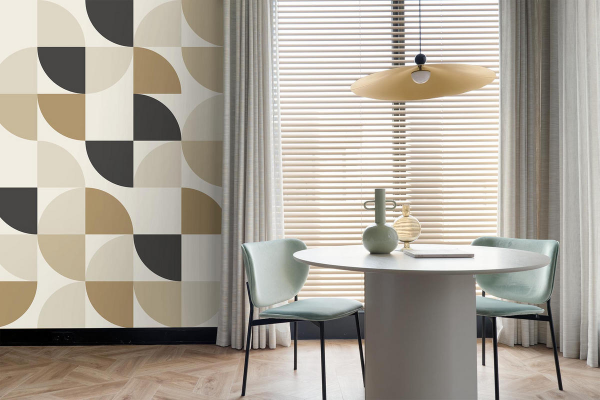 FOTOTAPETE geometrische Formen 250 x 279 cm - Beige, Papier (250/279cm) - ESTAhome