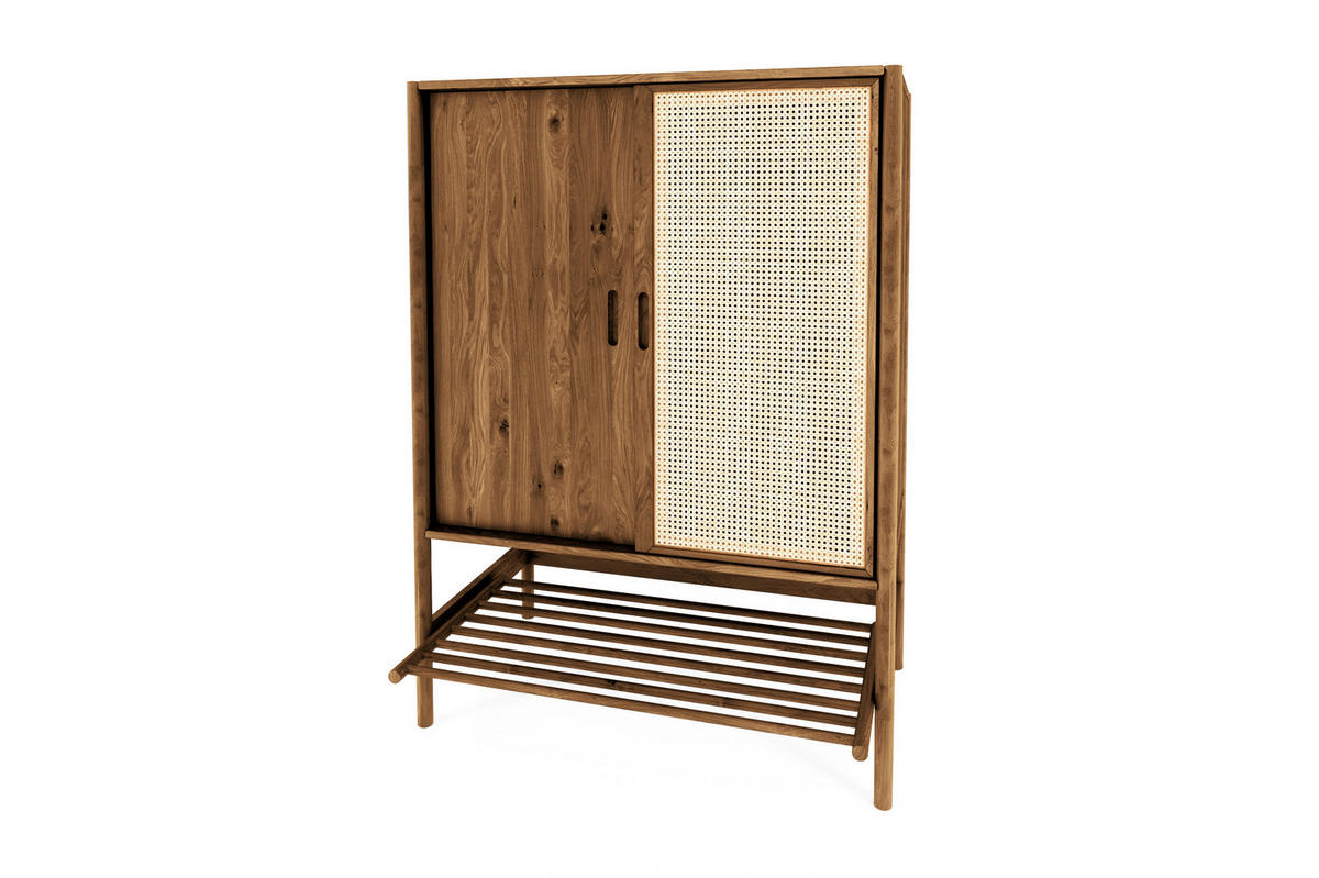 KOMMODE mit REGAL INA Wildeiche - Alteiche, Holz (108/150/46cm) - byoak