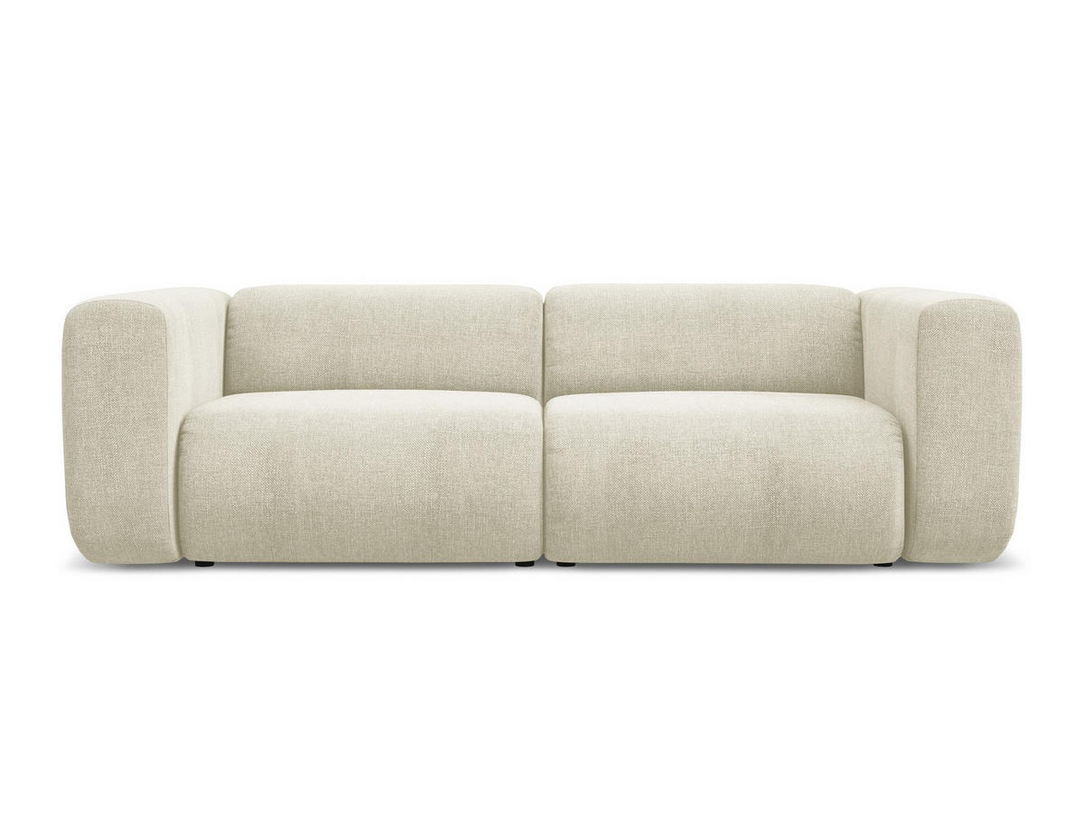 3-SITZER SOFA Chenille Stoff Beige - Beige/Schwarz, Kunststoff/Textil (228/70/89cm) - Makamii