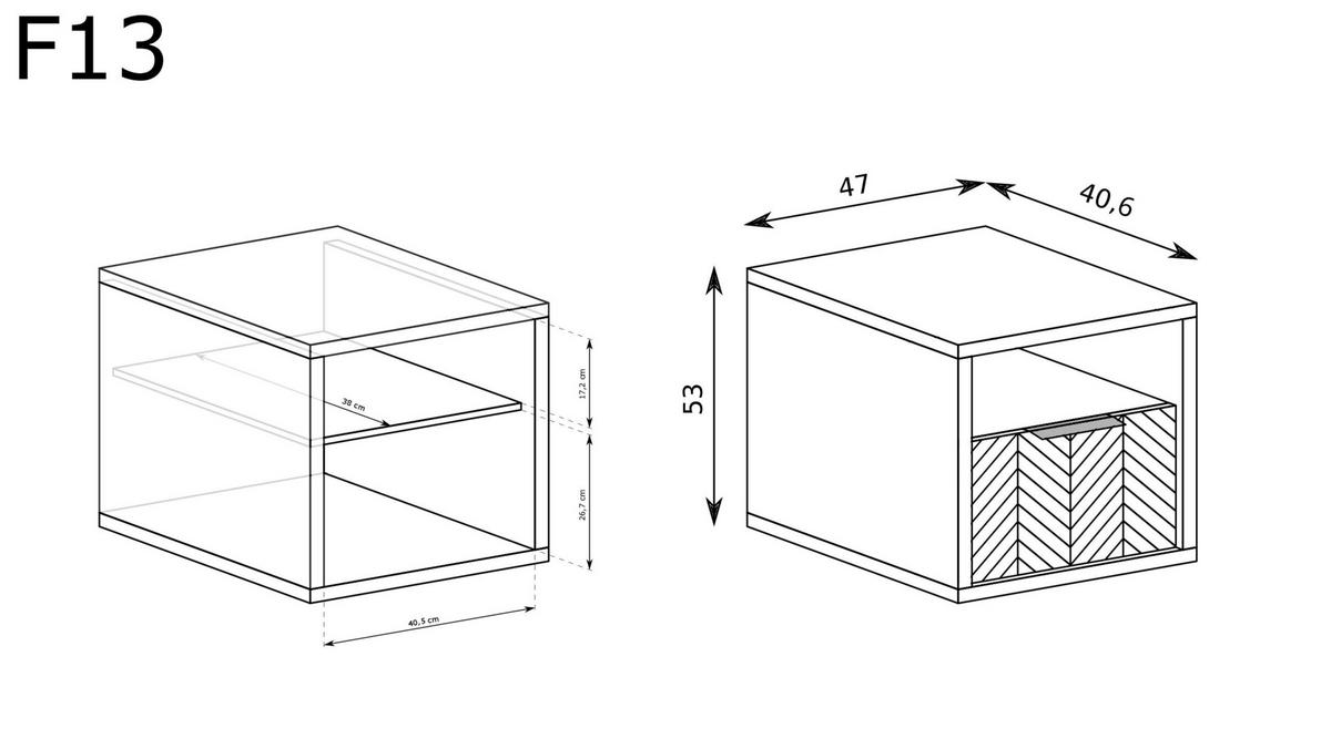 NACHTTISCH Fonti F-13 Karamell-Eiche - Eichefarben, Holzwerkstoff (47/53/40.6cm)