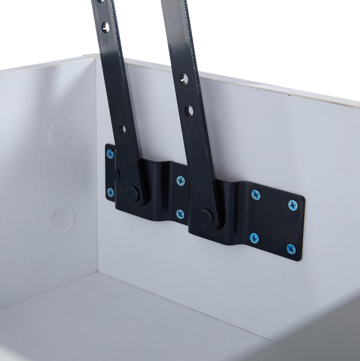 KONFERENČNÍ stolek z MDF, 70/70/35 cm bílý/šedý, výškově nastavitelný s LED a úložným prostorem - bílá, kompozitní dřevo (70/70/35cm) - BEAOK