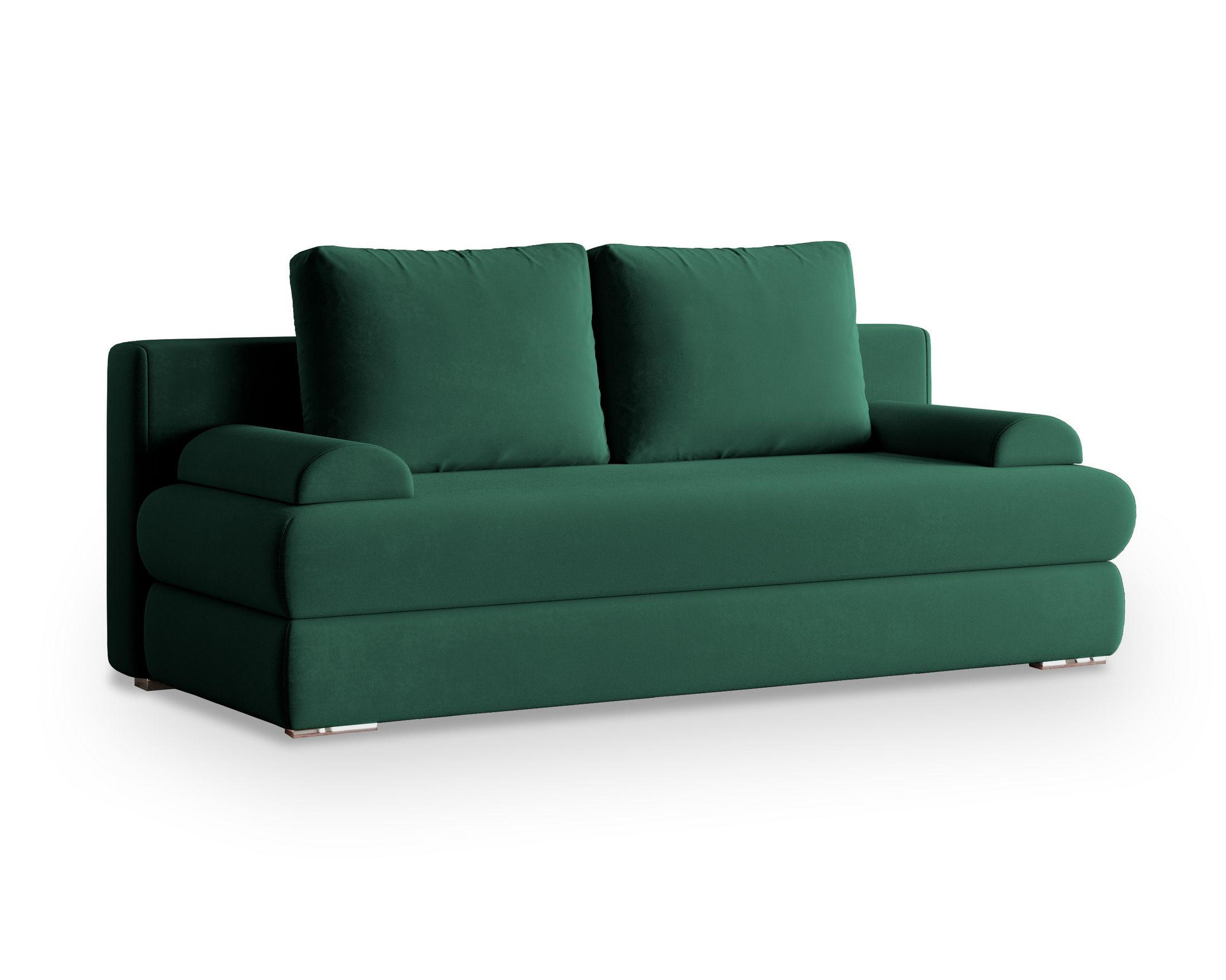 SCHLAFSOFA ASPERO Grün Plüsch-Stoff mit Schlaffunktion - Grün, Holz (200/95/75cm) - MASSENO