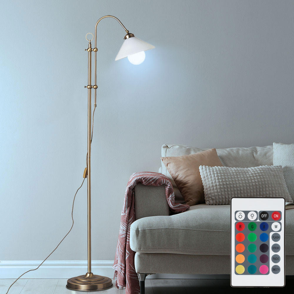 LED STEHLEUCHTE Messing Opal Glas - Messingfarben, Glas (47/23/170cm) - Globo Lighting