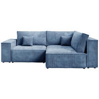 ECKSOFA Pedro Duo mit Schlaffunktion Himmelblau Cord - Blau, Textil (246/153cm) - Bromarkt