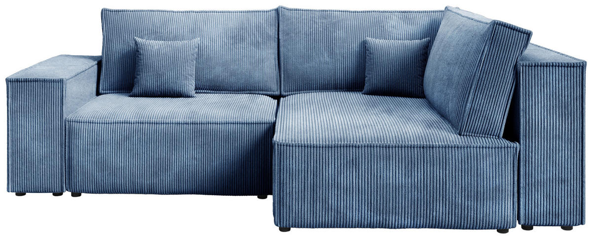ECKSOFA Pedro Duo mit Schlaffunktion Himmelblau Cord - Blau, Textil (246/153cm) - Bromarkt