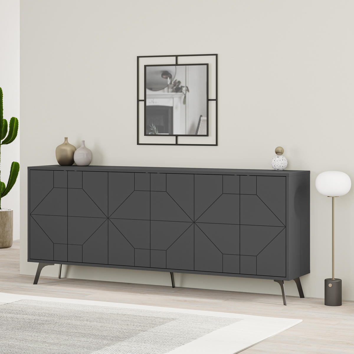 SIDEBOARD Dune Anthrazit 181/35/77,4 cm - Anthrazit/Schwarz, Holzwerkstoff/Metall (181/77.4/35cm) - Decortie