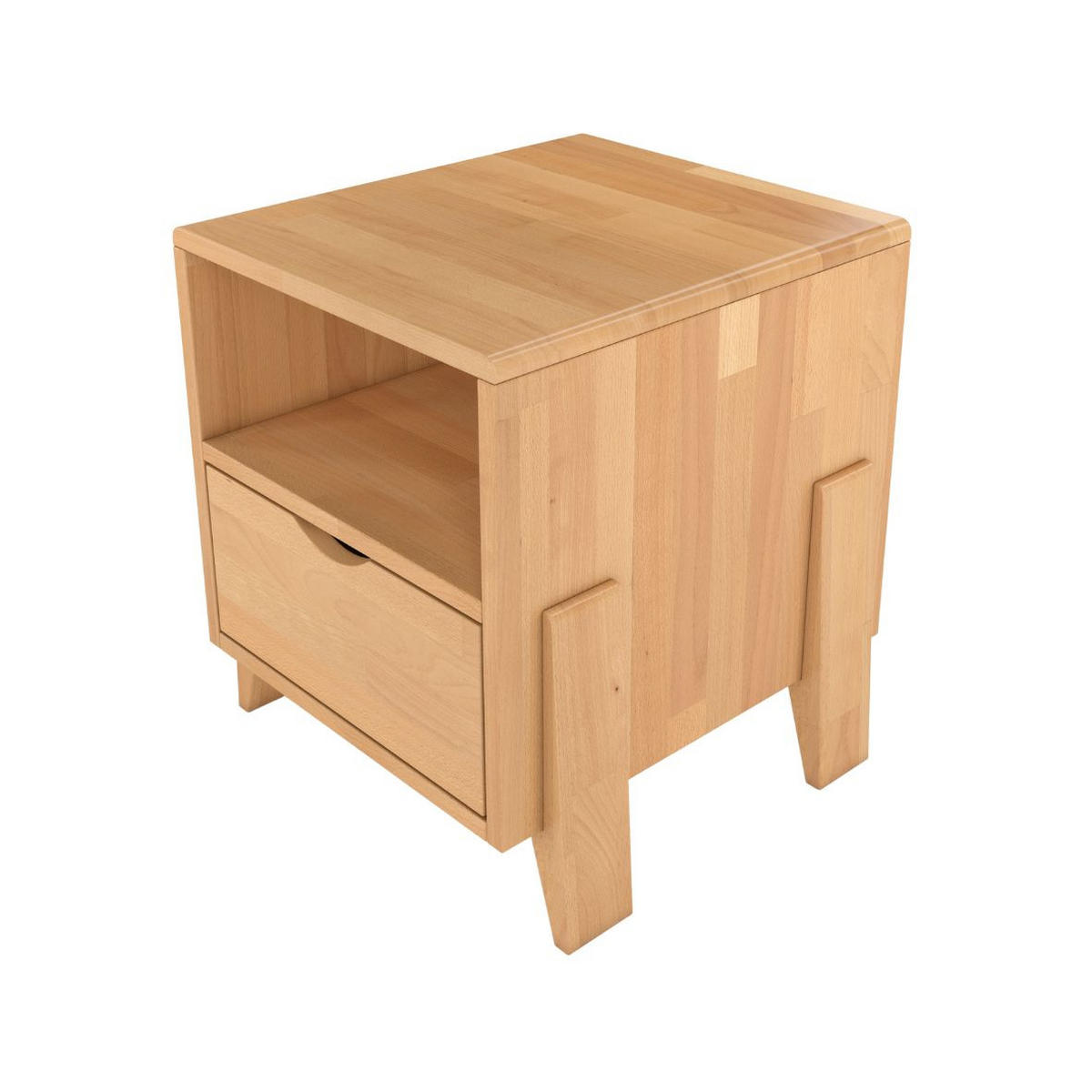 MASSIVHOLZNACHTTISCH Gdynia mit Schublade und Regalböde, Buche - lackiert, Naturfarben - Buchefarben, Holz/Buchenholz (45/51/35cm) - Visby
