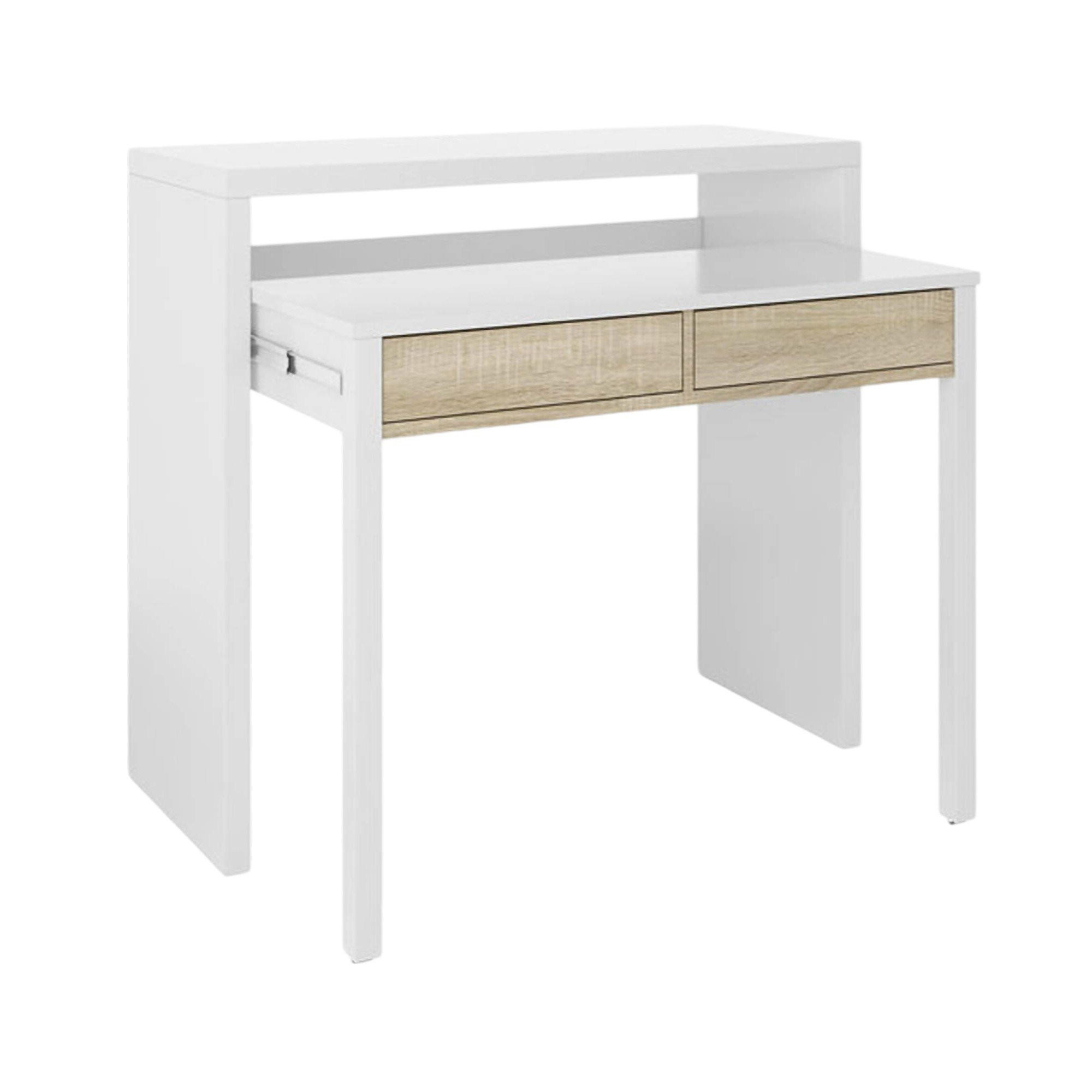 SCHREIBTISCH Weiß, Eiche 36/98.5/87.5 cm - Eichefarben/Weiß, Holzwerkstoff (36/98.5/87.5cm) - DMORA