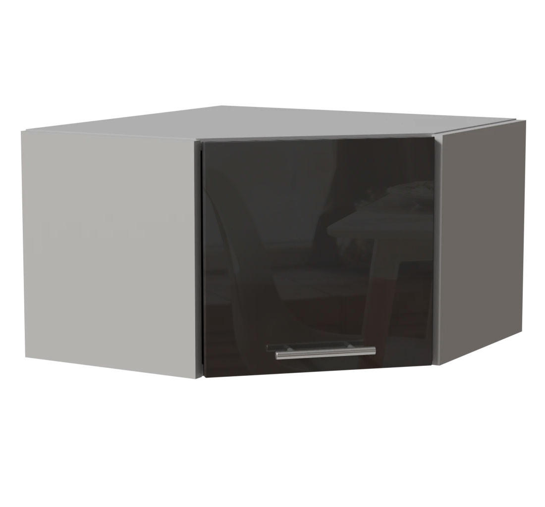 ECKHÄNGESCHRANK Essen W10/60/36 Graphit Hochglanz / Grau Matt 60 / 60 / 36cm - Graphitfarben/Grau, Holz/Holzwerkstoff (60/36/60cm) - Feldmann-Wohnen