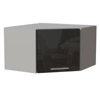 ECKHÄNGESCHRANK Essen W10/60/36 Graphit Hochglanz / Grau Matt 60 / 60 / 36cm - Graphitfarben/Grau, Holz/Holzwerkstoff (60/36/60cm) - Feldmann-Wohnen