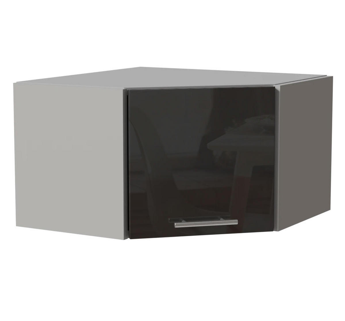 ECKHÄNGESCHRANK Essen W10/60/36 Graphit Hochglanz / Grau Matt 60 / 60 / 36cm - Graphitfarben/Grau, Holz/Holzwerkstoff (60/36/60cm) - Feldmann-Wohnen
