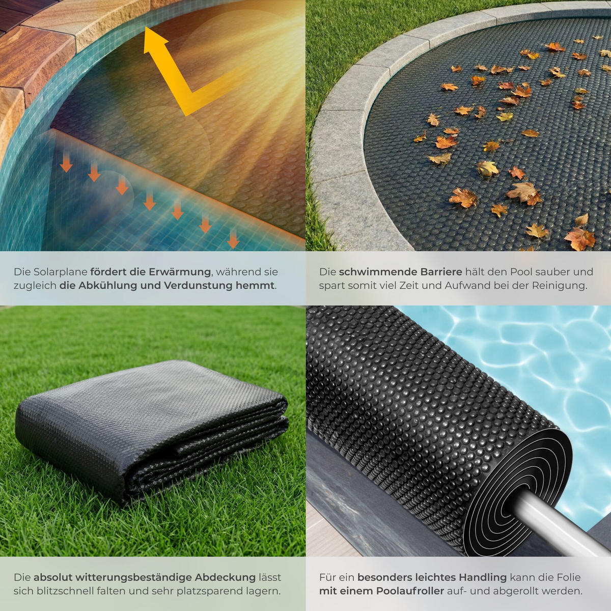 POOL-SOLARFOLIE , Durchmesser 250 cm, schwarz - Schwarz, Kunststoff (250/250cm) - tectake