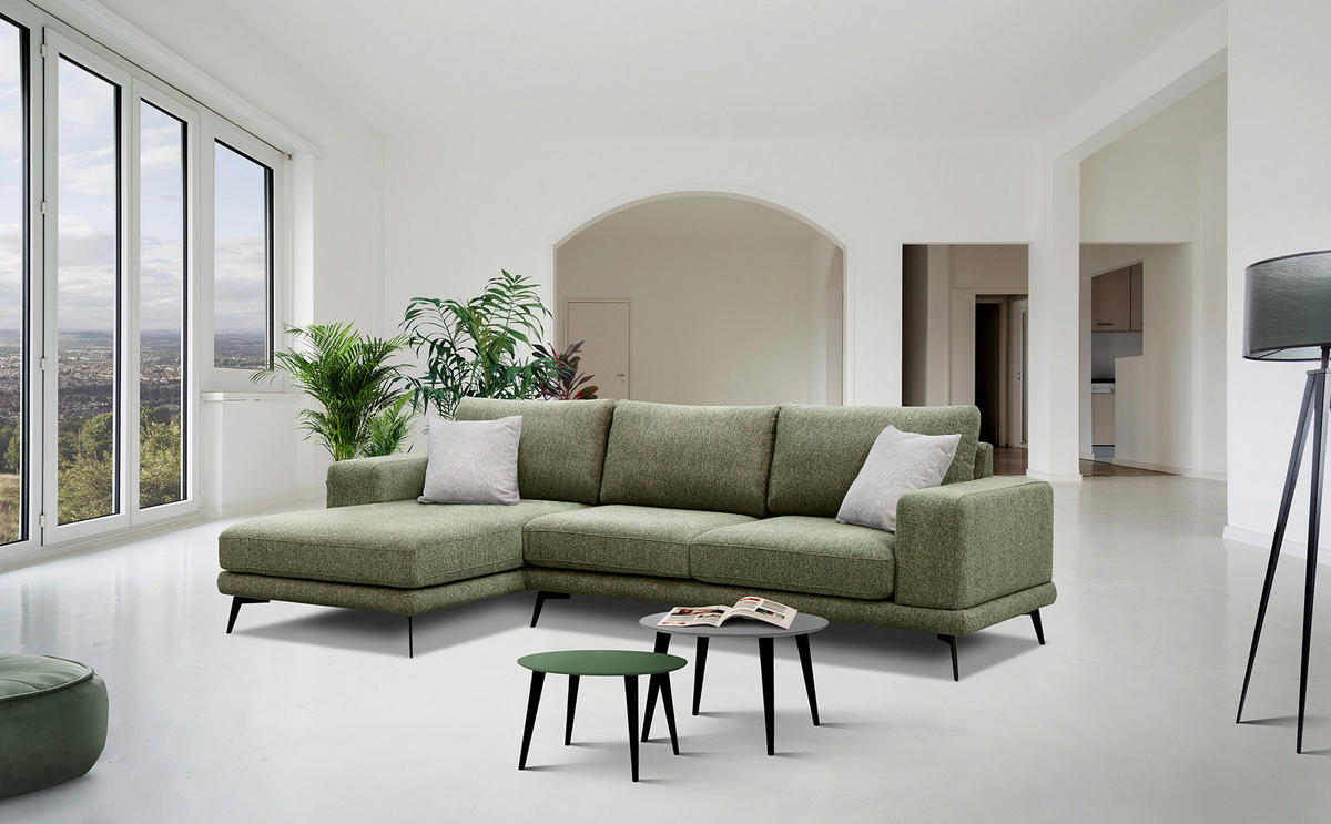 ECKSOFA MEDIOLANE 5-Sitzer, olivgrün - Olivgrün, Holzwerkstoff/Textil (158/282cm) - Courtois Laville