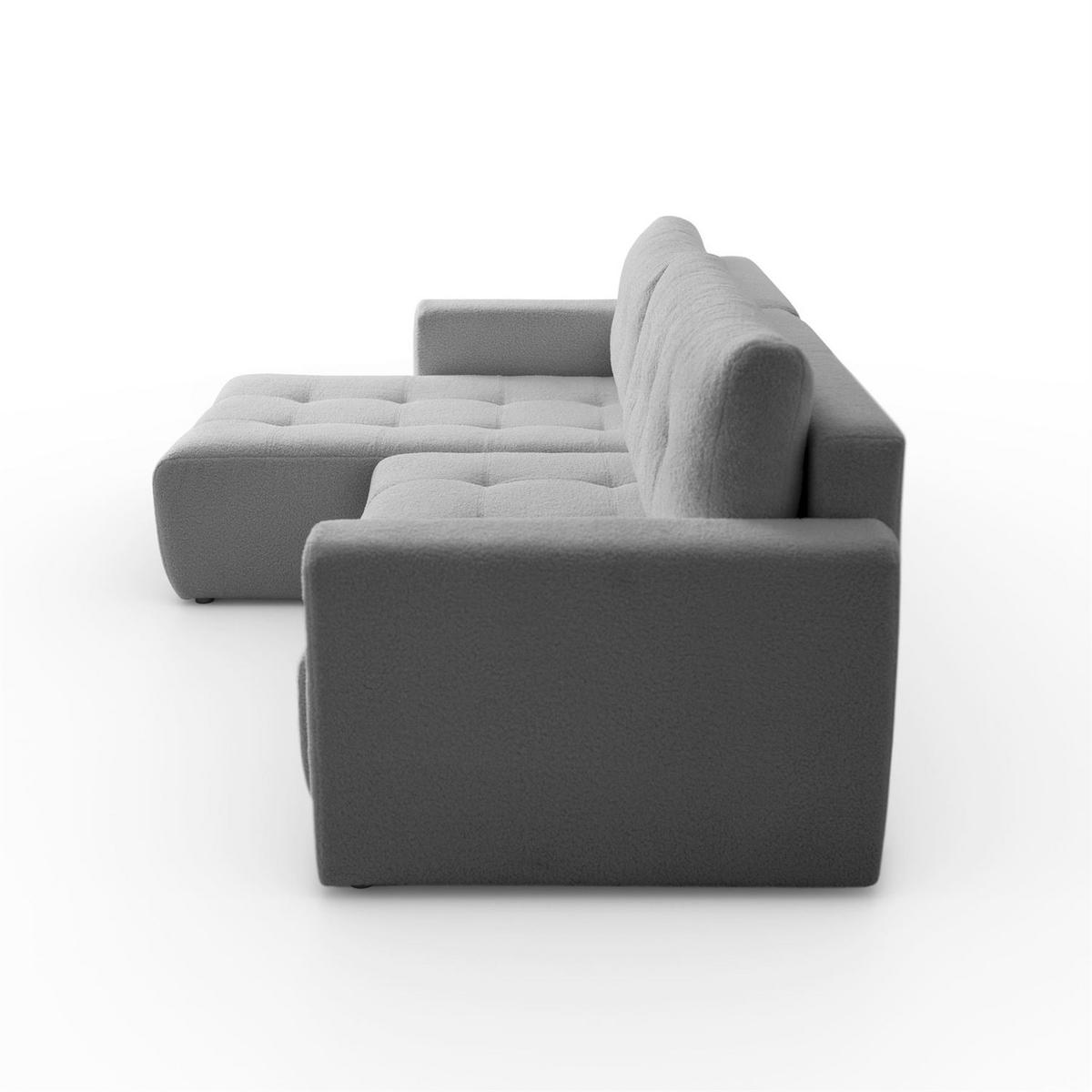 ECKSOFA VIENNA Stil Bettkasten und Funktionalität Bouclé Grau Links - Grau, Holz (143/261cm) - Kaiser Möbel
