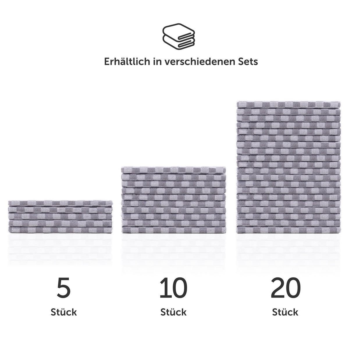 GESCHIRRTUCH Markus 20er-Set, 50/70 cm, 100% Baumwolle, kariert - Grau, Textil (50/70cm) - Blumtal