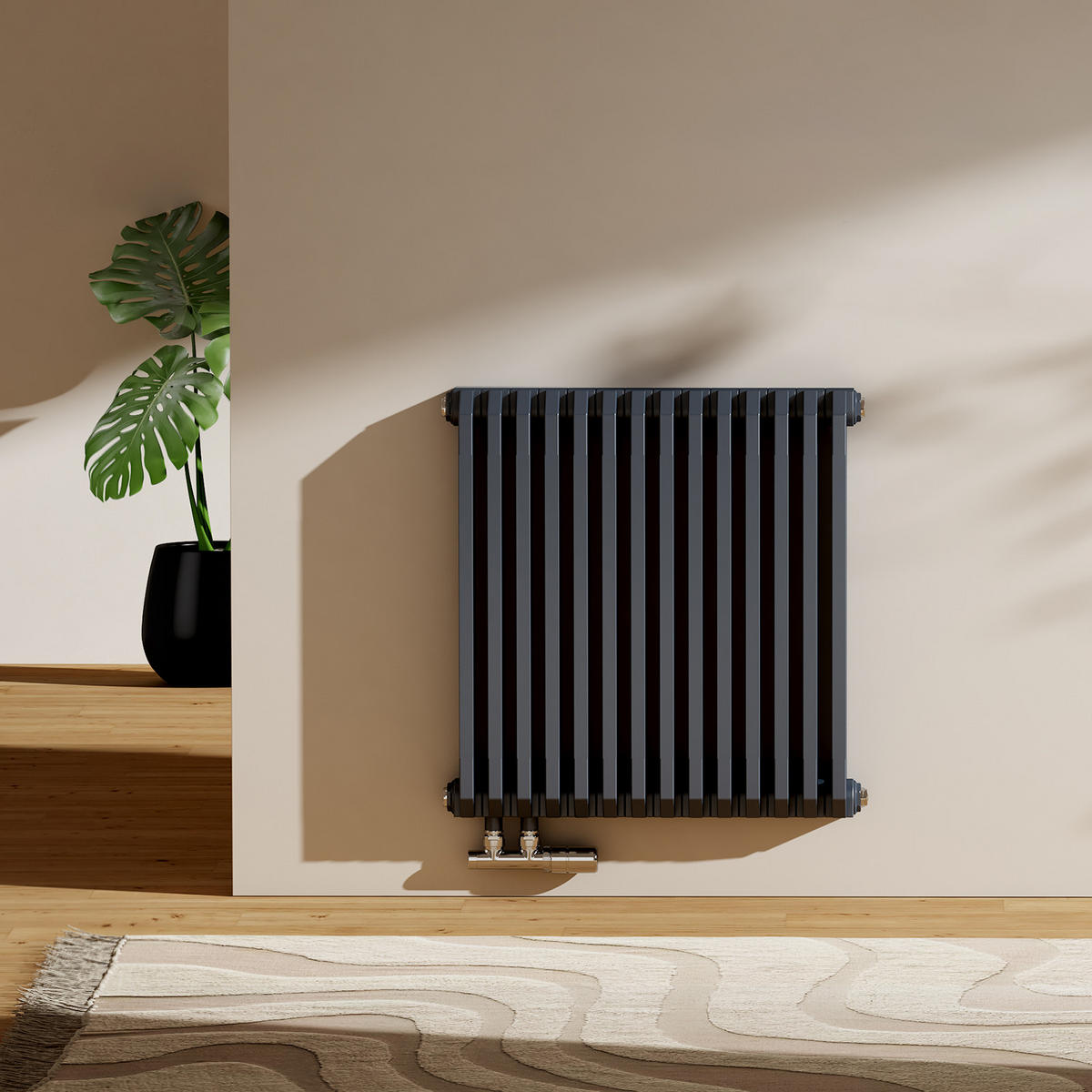 HEIZKÖRPER D-Profil Vertikal Mittelanschluss Anthrazit 60/60 cm - Anthrazit, Metall (60/60/10cm) - EMKE