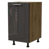 KÜCHENUNTERSCHRANK Essen D1D/45 Graphit Hochglanz / Eiche Artisan Matt 45 / 50 / 82cm - Graphitfarben/Eiche Artisan, Holz/Holzwerkstoff (45/82/50cm) - Feldmann-Wohnen