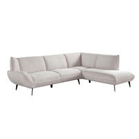 ECKSOFA CALLA Cremeweiß Cord - Creme/Schwarz, Textil (274/203cm) - KAWOLA