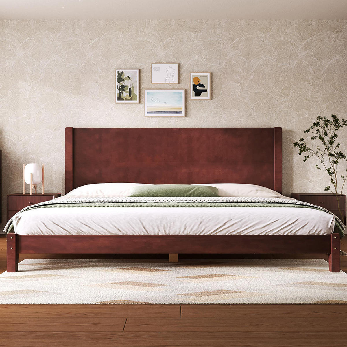 PLATTFORMBETT 180x200 cm mit Kopfteil und Lattenrost, Braun - Braun, Holz (180/200cm) - KOMHTOM