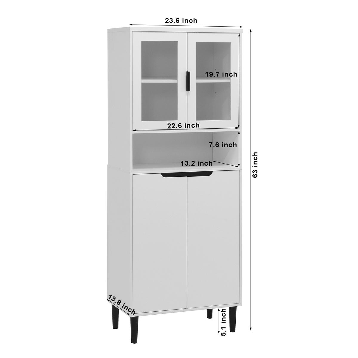 VITRINA bijela od MDF-a s kaljenim staklom i podesivom policom - bijela, drvni materijal (60/160/35cm) - OKWISH