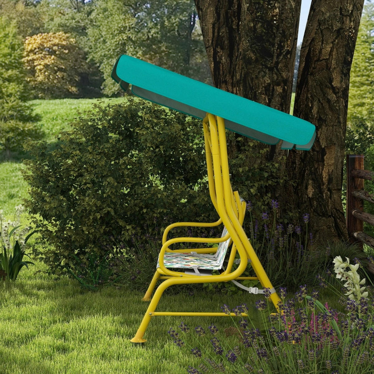 HOLLYWOODSCHAUKEL aus Metall 112x75x120 cm in Grün mit verstellbarem Sonnendach - Grün, Metall (75/120/112cm) - Modfu