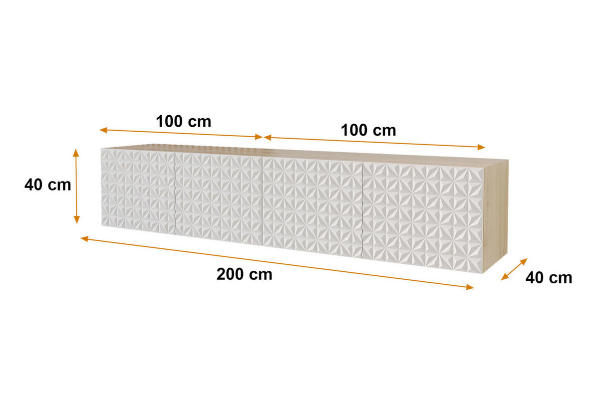 LOWBOARD VIRA-W 2x100x40x40 cm - Artisan / Weiß - Weiß, Holzwerkstoff (200/40/40cm) - ALTDECOR