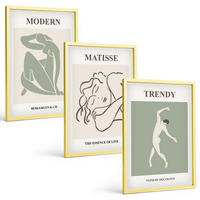 BILDER SET 3er Set - 40x60 cm Goldrahmen - Stilvolle minimalistische Charaktere - Goldfarben, Kunststoff (40/60cm) - TULUP