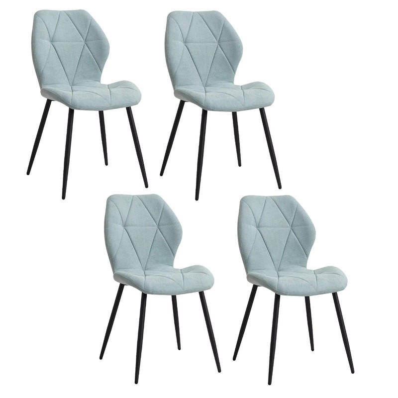 STUHL-SET 4 Stück in Leinenstoff Weich Bequem Himmelblau - Hellblau, Textil (41/40/48cm)