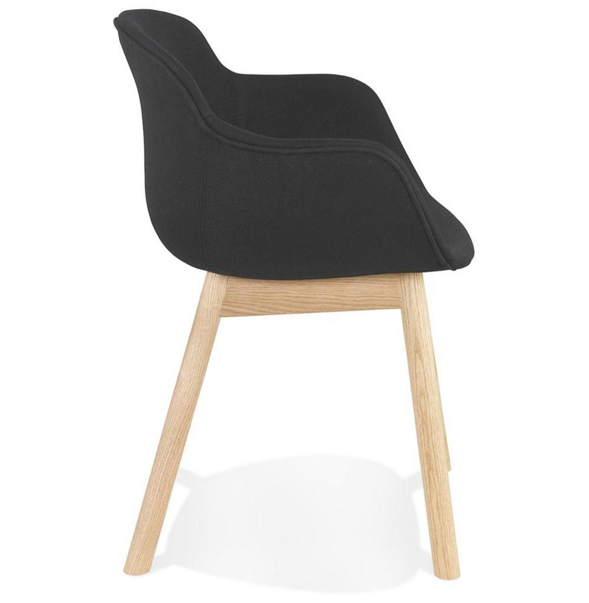 ESSZIMMERSTUHL Stoff mit Eichenbeinen und gepolsterten Armlehnen Ergonomisch, Schwarz 54x59x80 cm - Beige/Schwarz, Eichenholz/Textil (59/80/54cm) - KADIMA DESIGN