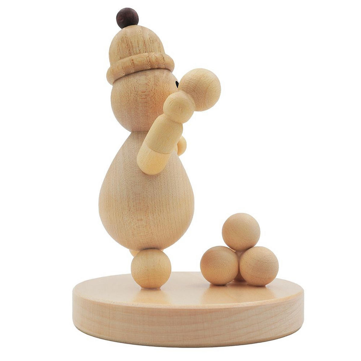 HOLZFIGUR Schneemann Junior Schneeballwerfer auf Sockel 9 cm - Multicolor, Holz (7/1/0.1cm)