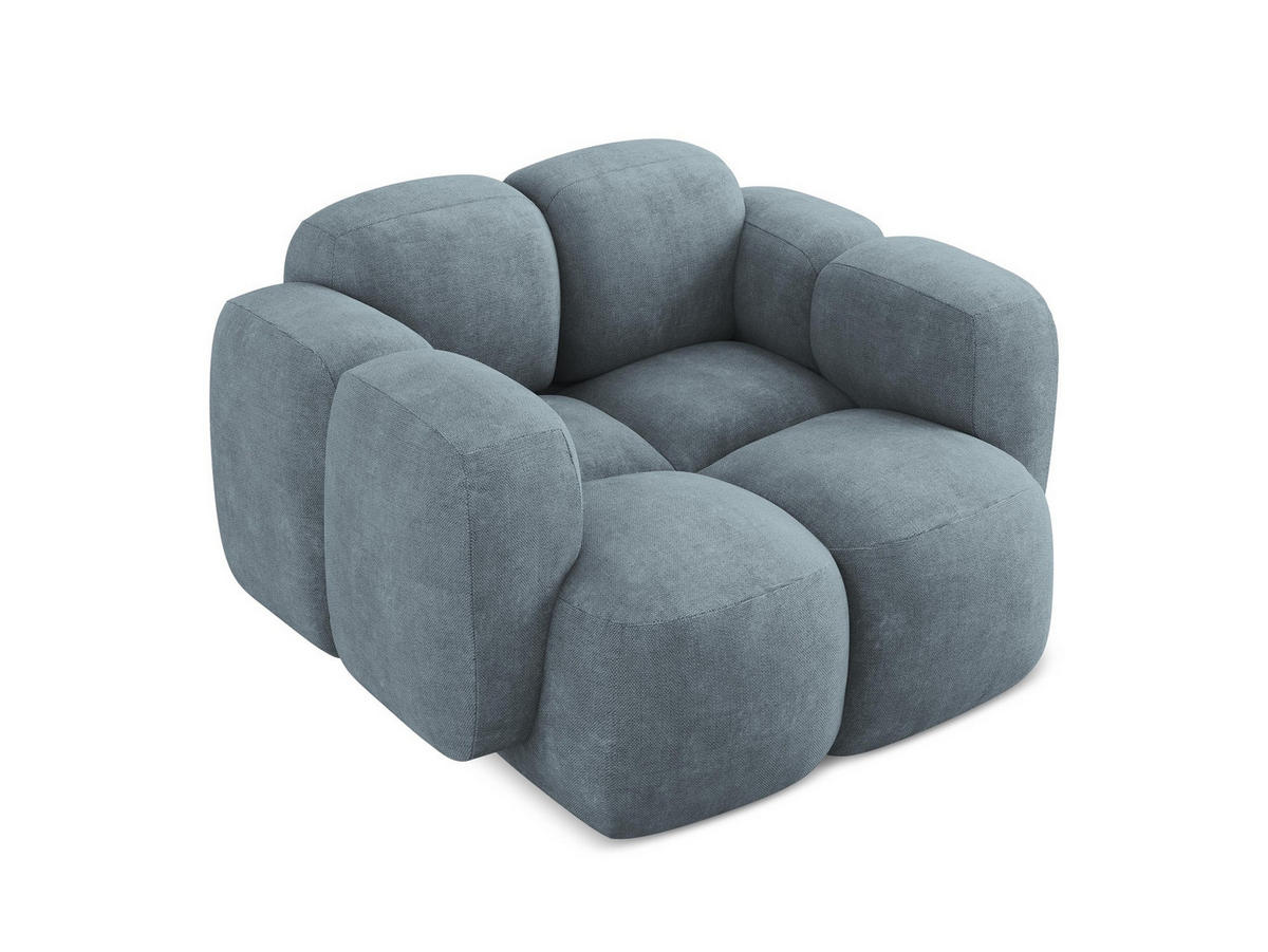 SESSEL Chenille Stoff Blau - Pastellblau/Schwarz, Holzwerkstoff/Kunststoff (120/72/115cm) - Makamii