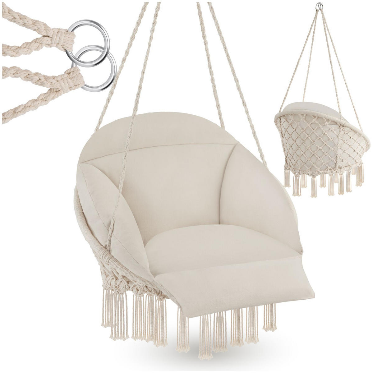 HÄNGESESSEL Samira, 80 x 81 x 139 cm, beige - Beige, Kunststoff (80/139/81cm) - tectake