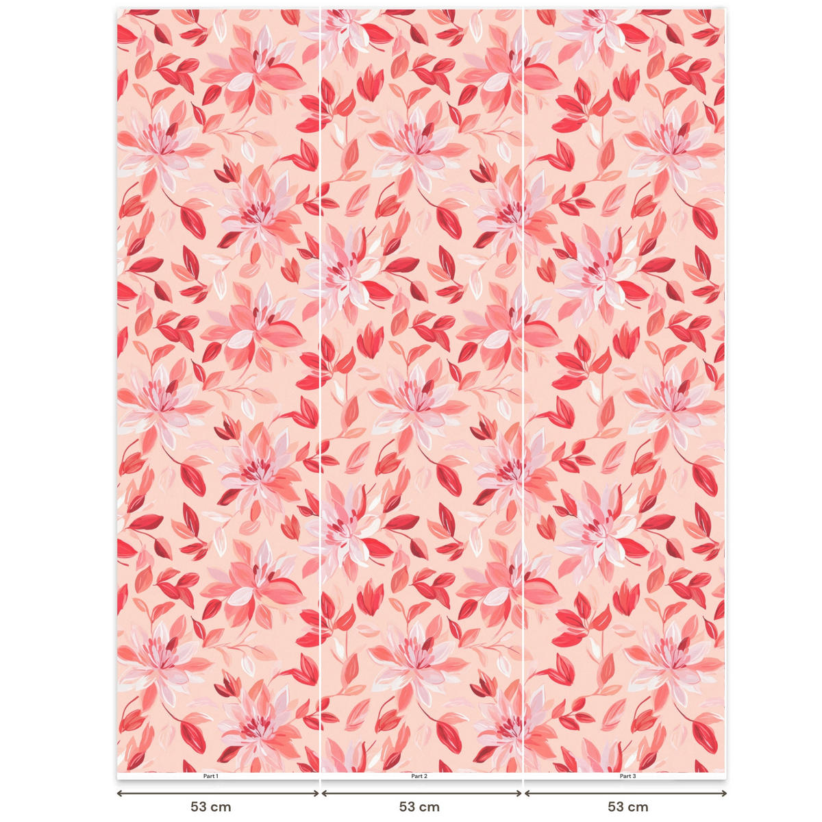 TAPETE - Botanisch - Blumen - Rot - 180x200 cm - Koralle, Papier (180/200cm) - OnlyWow