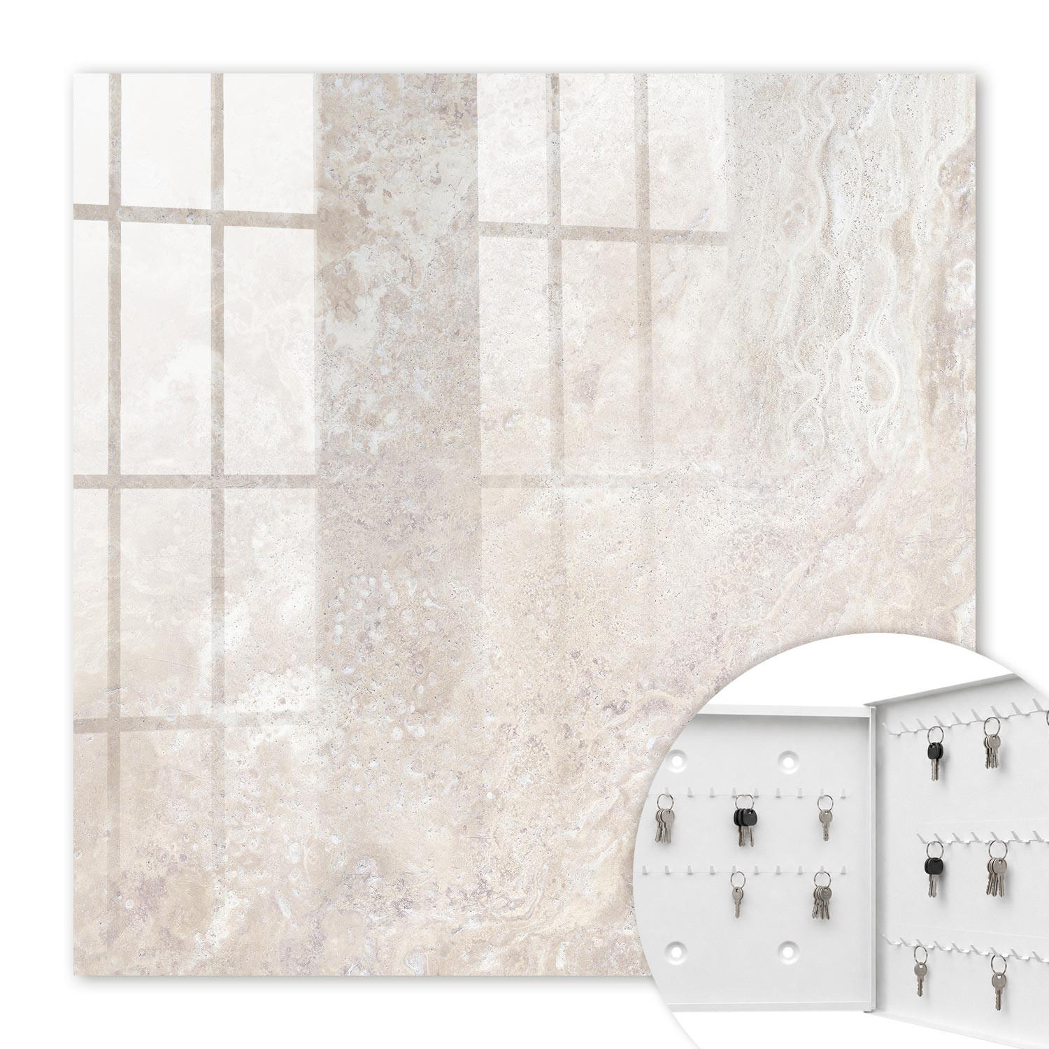 SCHLÜSSELBOX Weiß 30x30 cm – Türöffnung nach rechts - Beige Abstraktionen - Beige, Metall (30/30/5cm) - TULUP