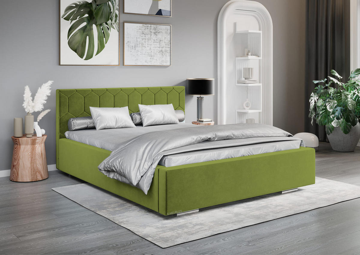 POLSTERBETT Bett 02 - 140x200 - Green - Grün, Holz/Textil (140/200cm) - Möblo