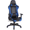 GAMINGSTUHL Lederlook schwarz/blau - Chromfarben/Blau, Kunststoff/Textil (65/128/50cm) - CLP