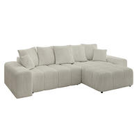 ECKSOFA Ottomane rechts ENIL-L 297x189x68 Hellgrau Cord - Ecru, Holzwerkstoff/Kunststoff (189/297cm) - ALTDECOR