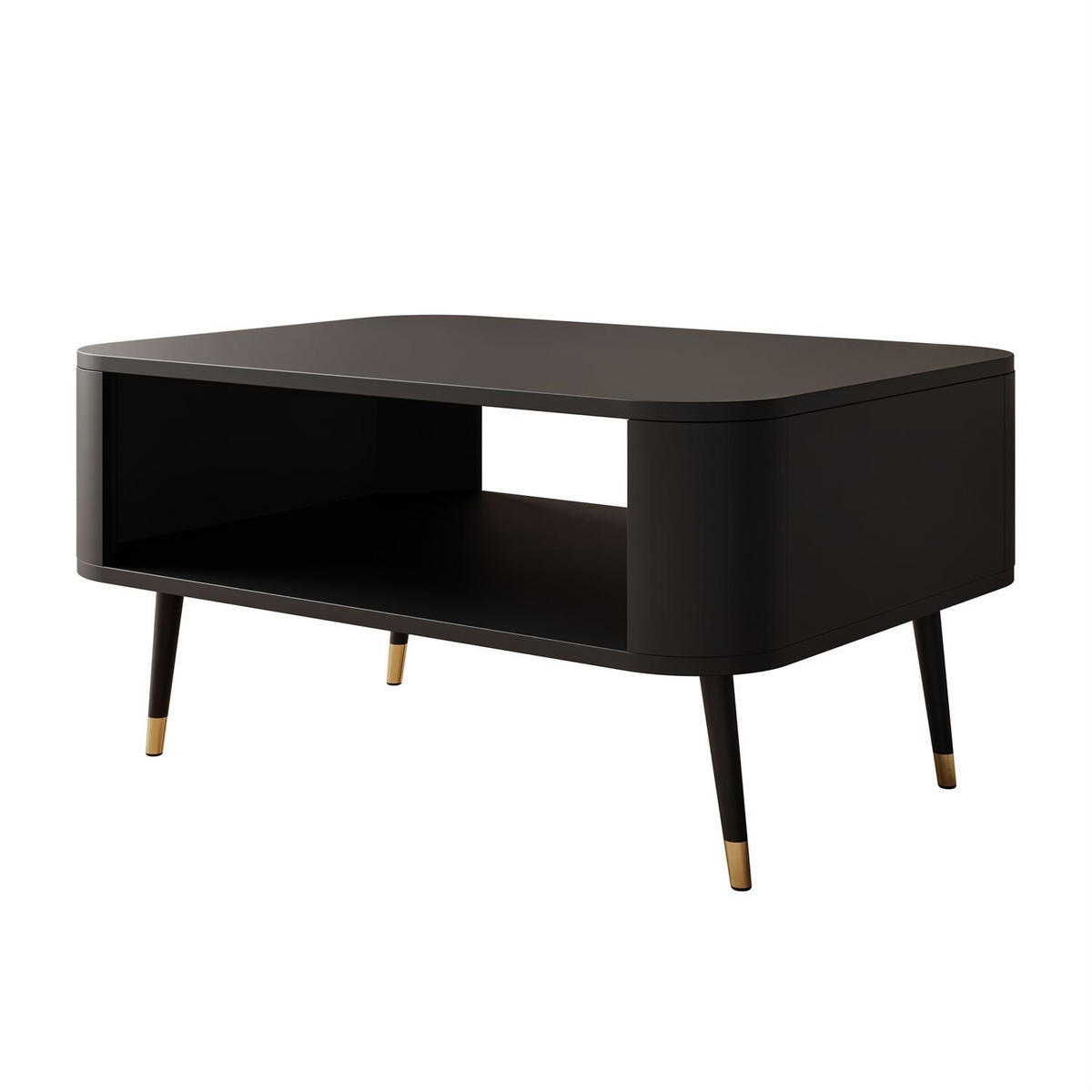 Couchtisch SHADOW mit Ablage unter der Tischplatte - Schwarz, Holzwerkstoff (60/80/42cm) - Lookway