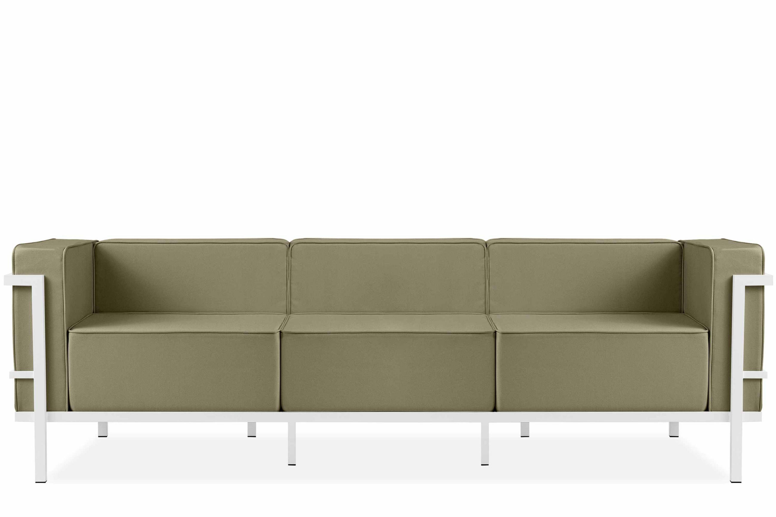 GARTENSOFA TRIGLO 3-Personen, Stahlrahmen, Modern, Weiß/Beige - Beige/Weiß, Textil/Metall (229/70/69cm) - KONSIMO®
