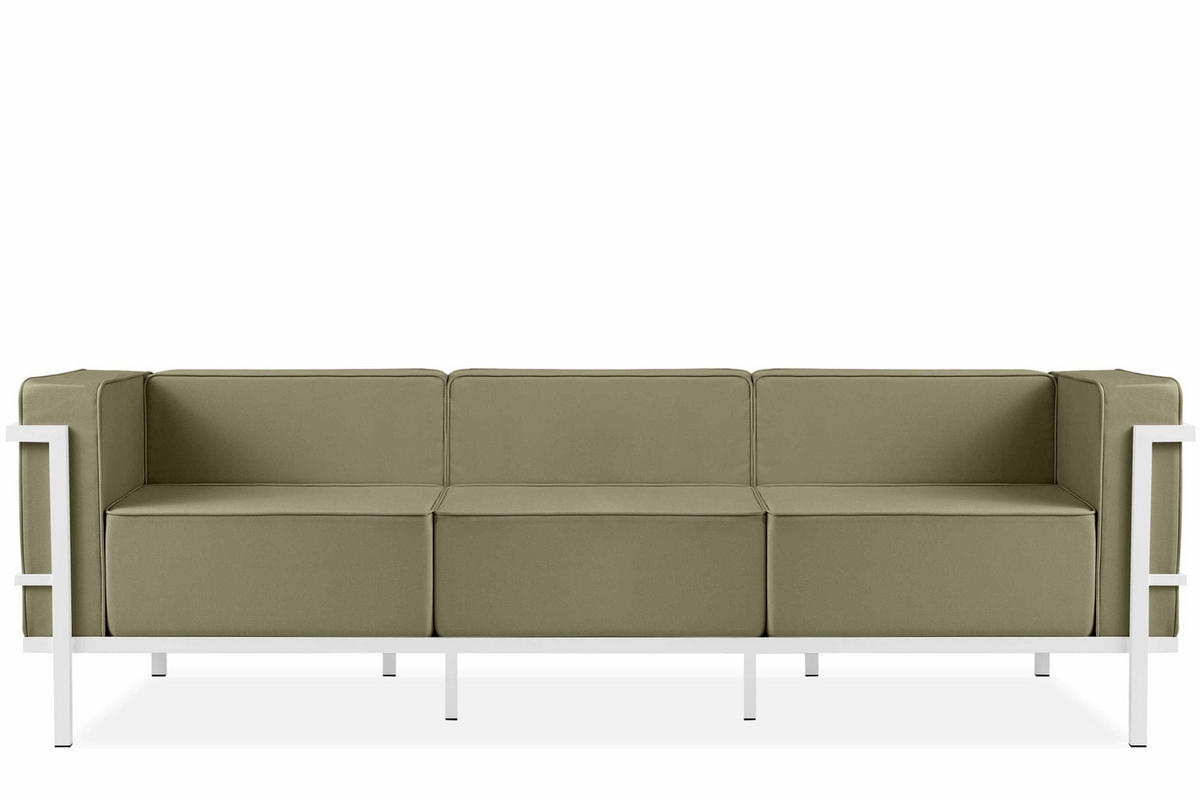 GARTENSOFA TRIGLO 3-Personen, Stahlrahmen, Modern, Weiß/Beige - Beige/Weiß, Textil/Metall (229/70/69cm) - KONSIMO®
