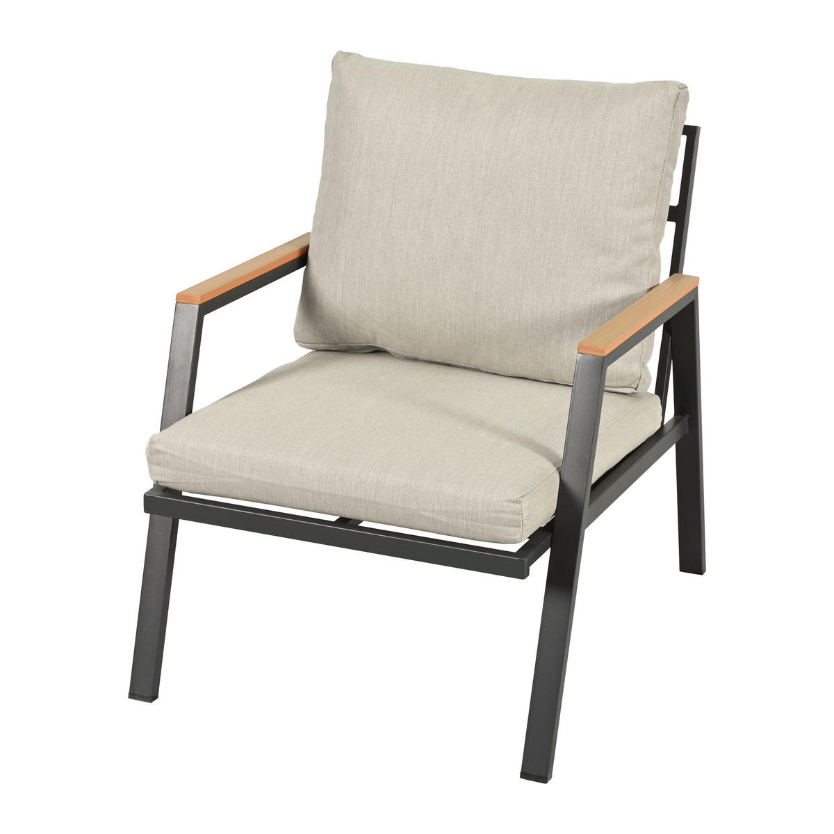 GARTENSET 66x76x75cm grau aus Stahl, verzinkt, mit Tischen - Grau, Textil - Modfu