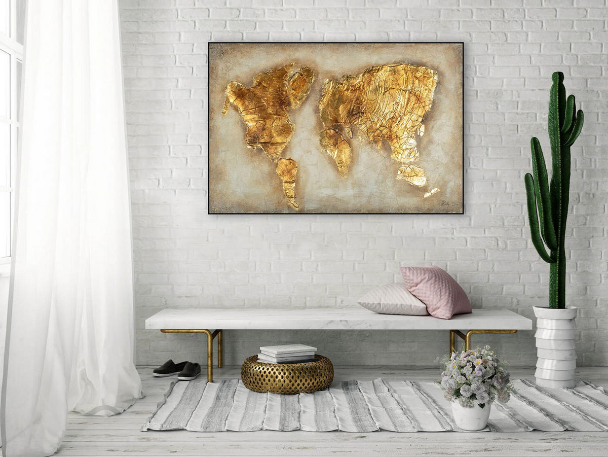 ÖLGEMÄLDE 120/80 cm - Beige/Goldfarben, Holz/Textil (3.24/80cm) - KUNSTLOFT