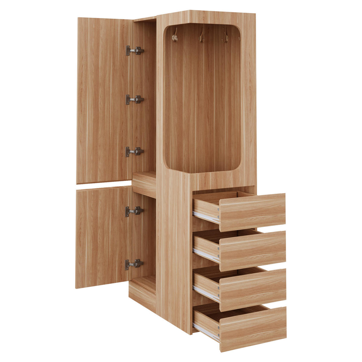 KLEIDERSCHRANK 70x40x170cm 1 Tür Schubladen Holz - Naturfarben, Holz (70/170/40cm) - FLIEKS