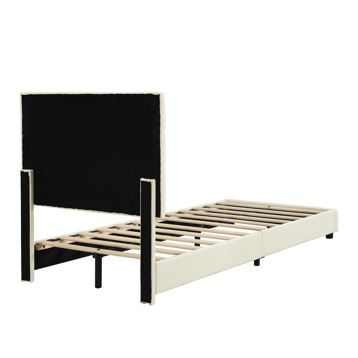 KINDERBETT 90/200 cm DE-02297, in Beige, mit Keks-Kopfteil - Beige, Holz/Holzwerkstoff (90/200cm) - ComfortXL