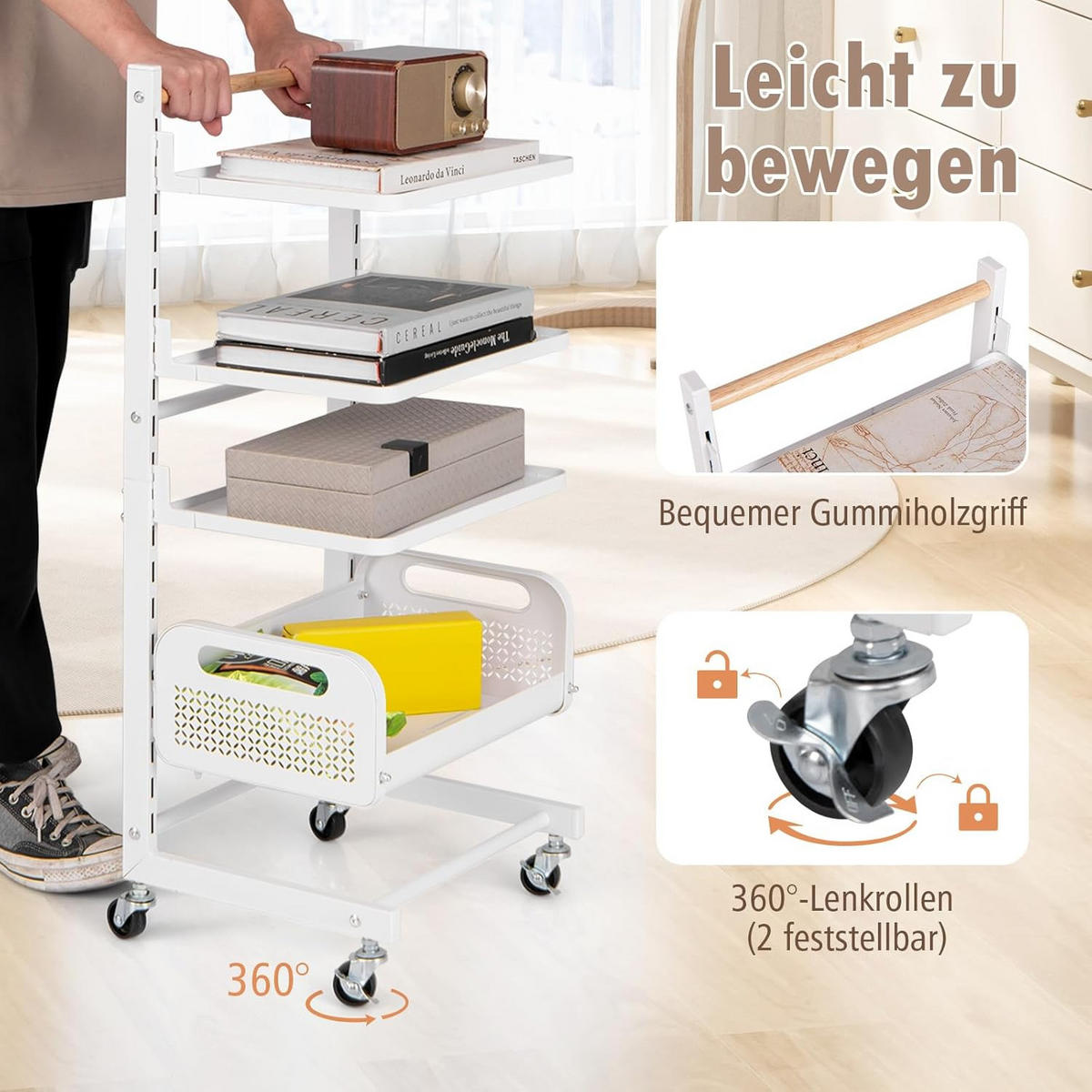 SERVIERWAGEN Weiß - Weiß, Metall (36/85/29cm) - COSTWAY