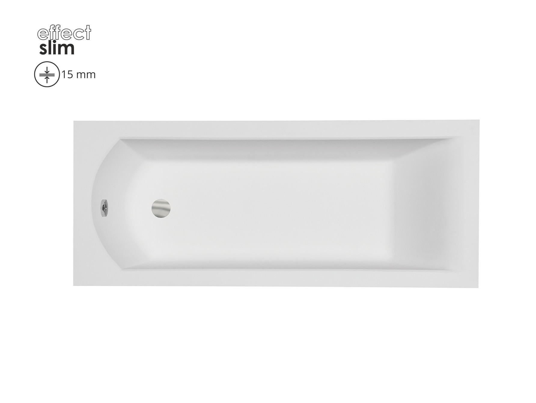BADEWANNE Rechteck SHEA SLIM 170/70 mit Styro Ablauf Füße - Weiß, Kunststoff (70/58.5/170cm) - bad land