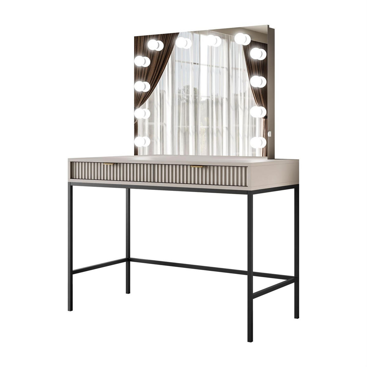 SCHMINKTISCH MIT SPIEGEL CORTADO ELITE KASCHMIR - Beige, Holzwerkstoff (104/78/50cm) - Lookway